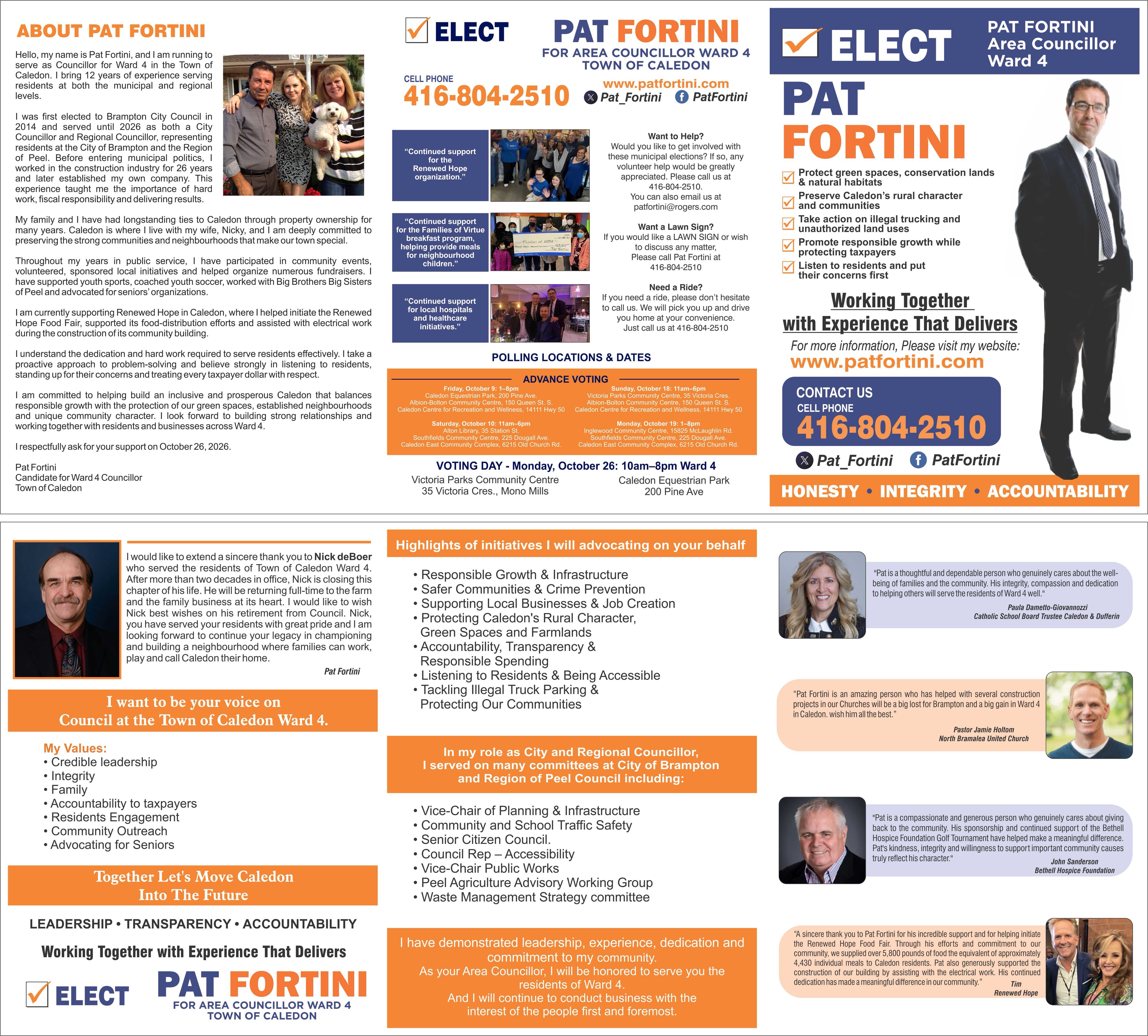 Preview of the Pat Fortini for Area Councillor Ward 4 campaign brochure